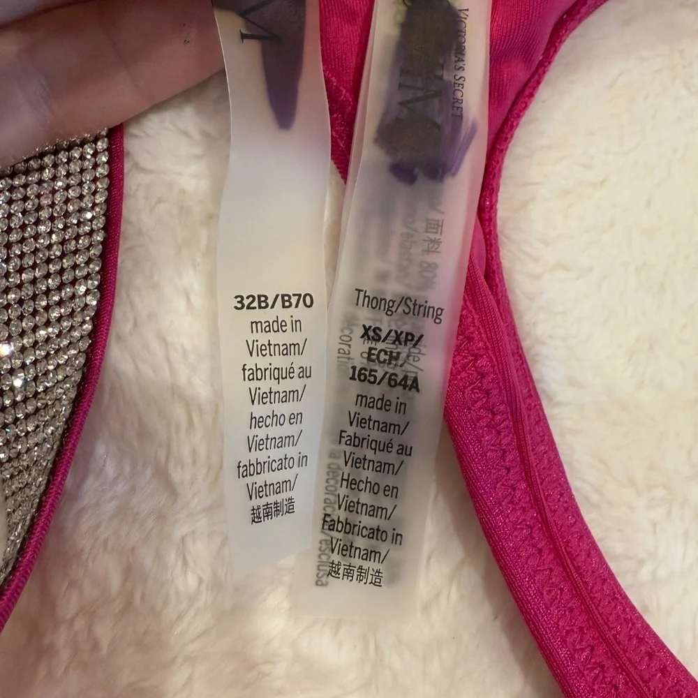 New! Set! Victoria's Secret Shine Strap Bikini Set Berry Blush Pink 45604 - Picture 12 of 13